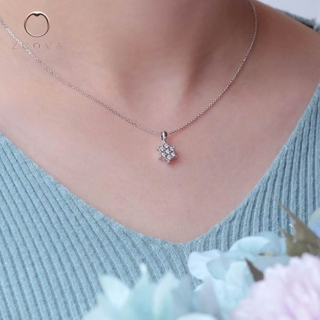 Snowflake Diamond Pendant Necklace