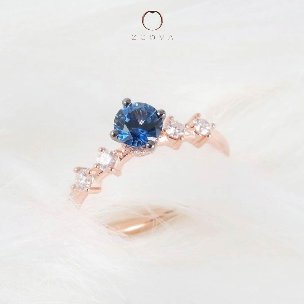 Blue Sapphire Gemstone and Diamond Ring inspired by Hometown Cha Cha Cha