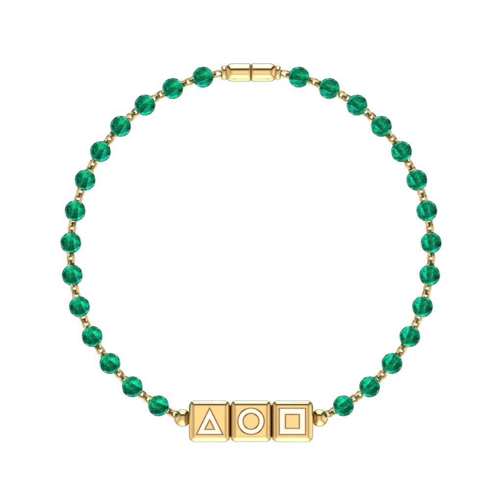 Green Emerald Gemstone Bracelet inspired by the Squid Game