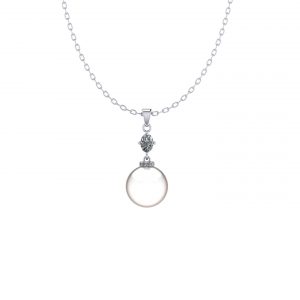 Dangling Pearl and Diamond Pendant Necklace inspired by Hometown Cha Cha Cha