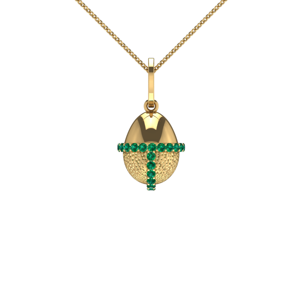 Green emerald gemstone necklace inspired by Squid Game Mask Guy