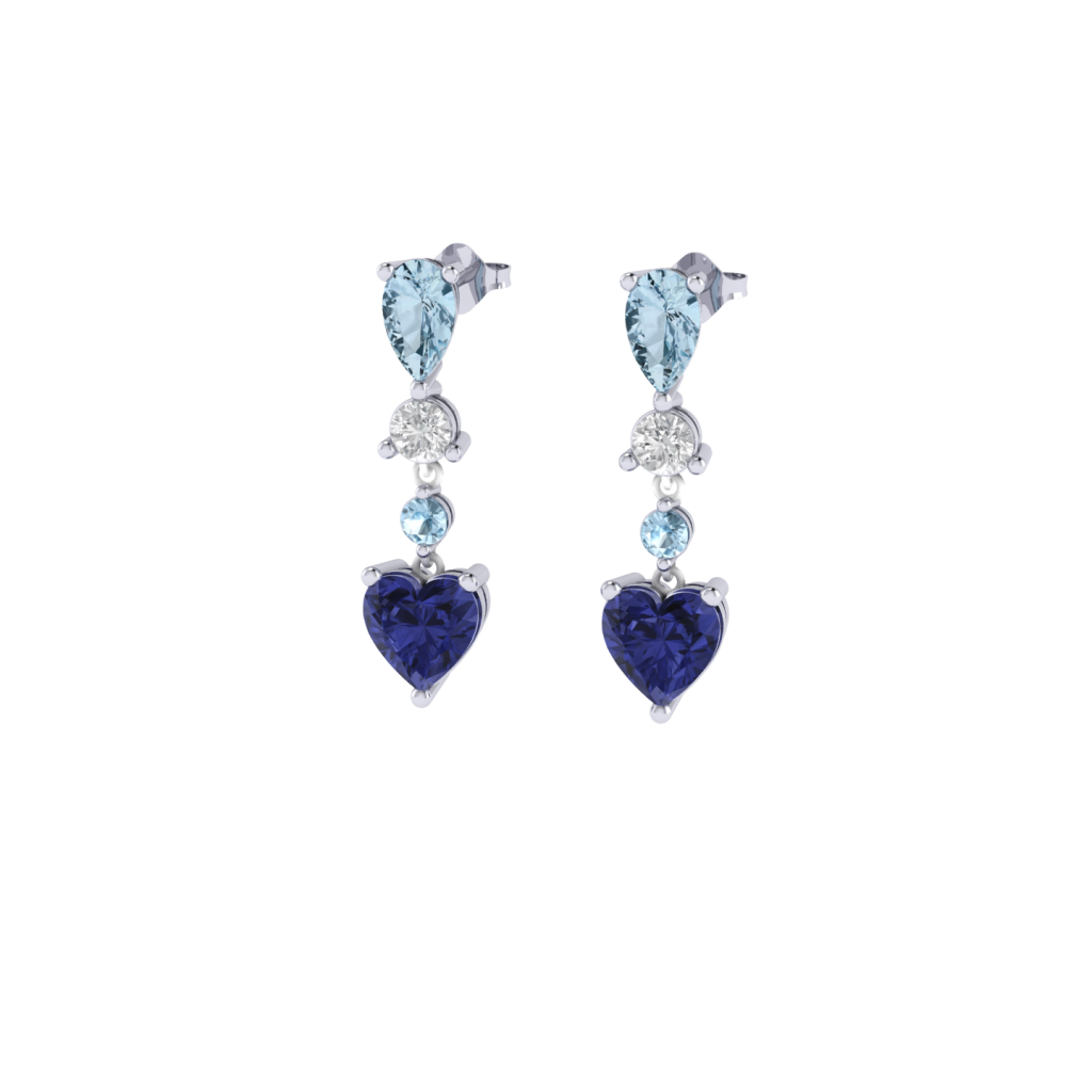 December Birthstone Tanzanite Gemstone and Diamond Dangling Earring