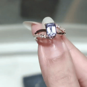 Emerald cut Tanzanite Gemstone Engagement Ring