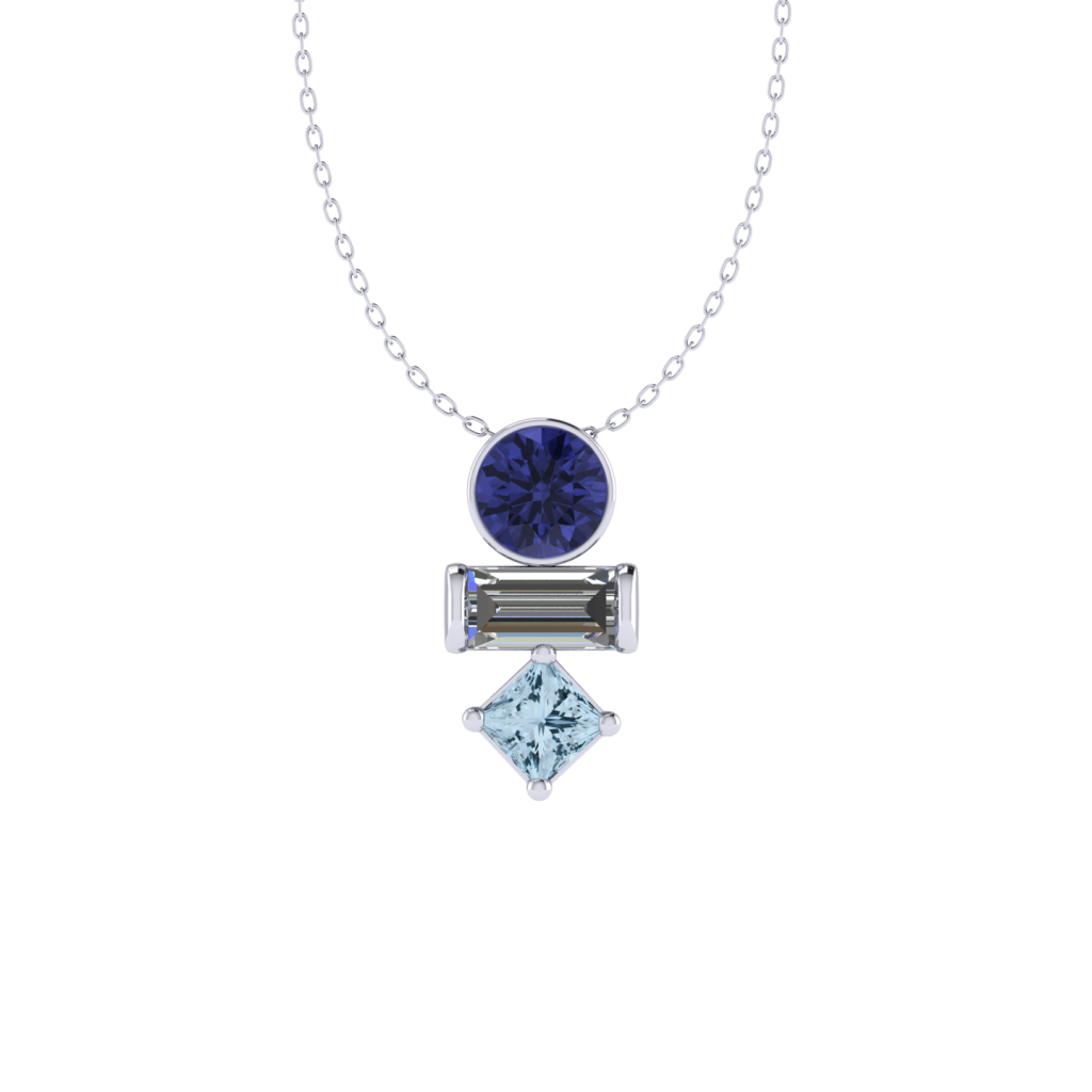December birthstone Tanzanite gemstone and diamond Necklace