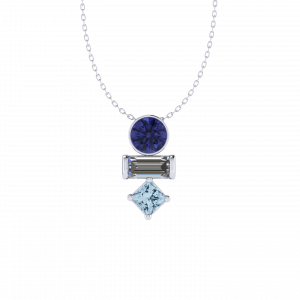 December birthstone Tanzanite gemstone and diamond Necklace