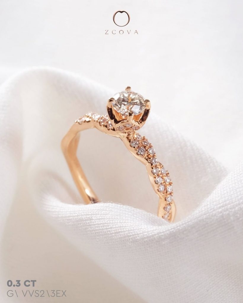 Fiore Twisted Pave Engagement Ring