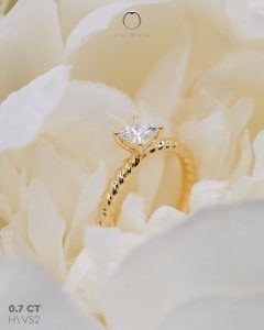princess cut diamond with twisted solitaire engagement ring