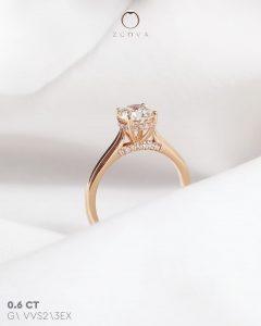 0.6CT LUMOS by ZCOVA Diamond with Diamond Bridge Cathedral Engagement Ring