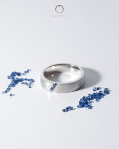 Blue Sapphire Men's Ring White Gold Platinum