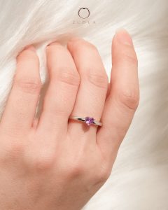 Heart Shaped Pink Sapphire Gemstone Ring White Gold