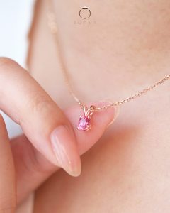 Oval Pink Spinel Pendant Necklace Rose Gold