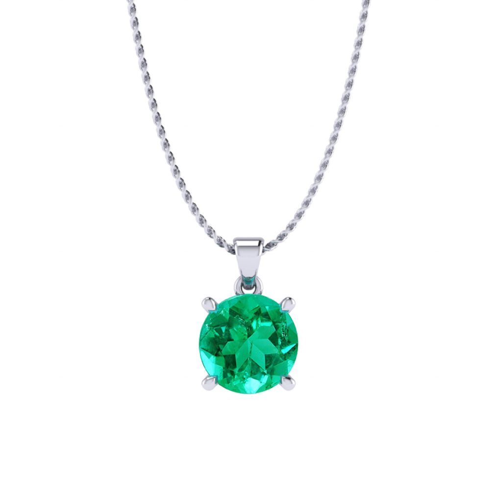Emerald Gemstone solitaire necklace