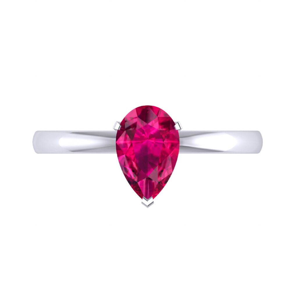 Pinkish Red Ruby Gemstone Engagement Ring