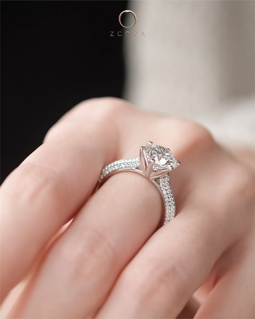 Diamond Engagement ring with Micropave ring design