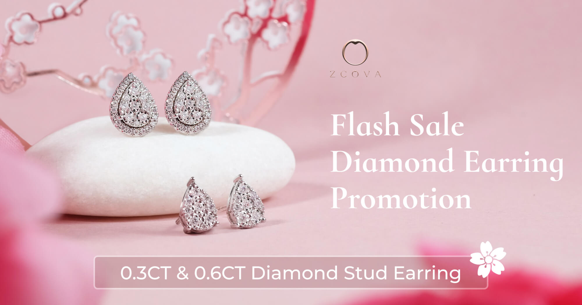 Flash sale Diamond Earring Promotion; 0.3CT diamond earring & 0.6CT Diamond Earring