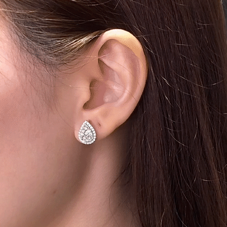 Alix Pear Diamond Halo Stud Earring