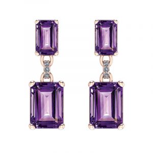 Customised Purple Amethyst Gemstone Dangling Earrings in Malaysia
