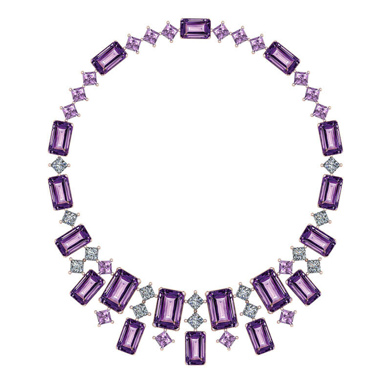Customised Purple Amethyst Gemstone Necklace in Malaysia