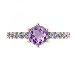 Customised Purple Amethyst Gemstone Pave Ring in Malaysia