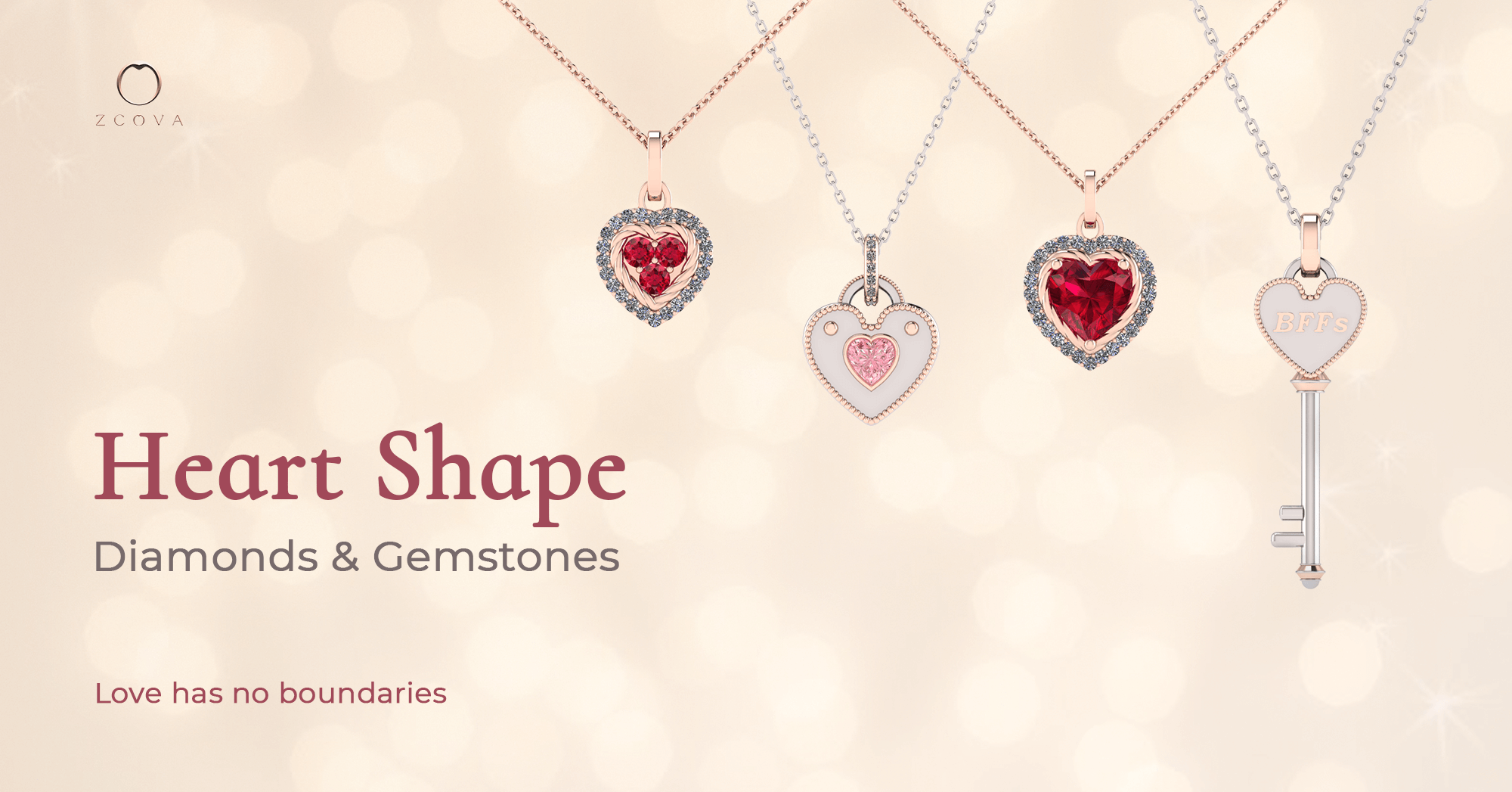 Heart shape diamond and gemstone jewellery; valentines day gift; galentines day gift
