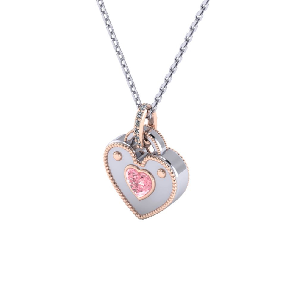 heart shape gemstone key pendant necklace