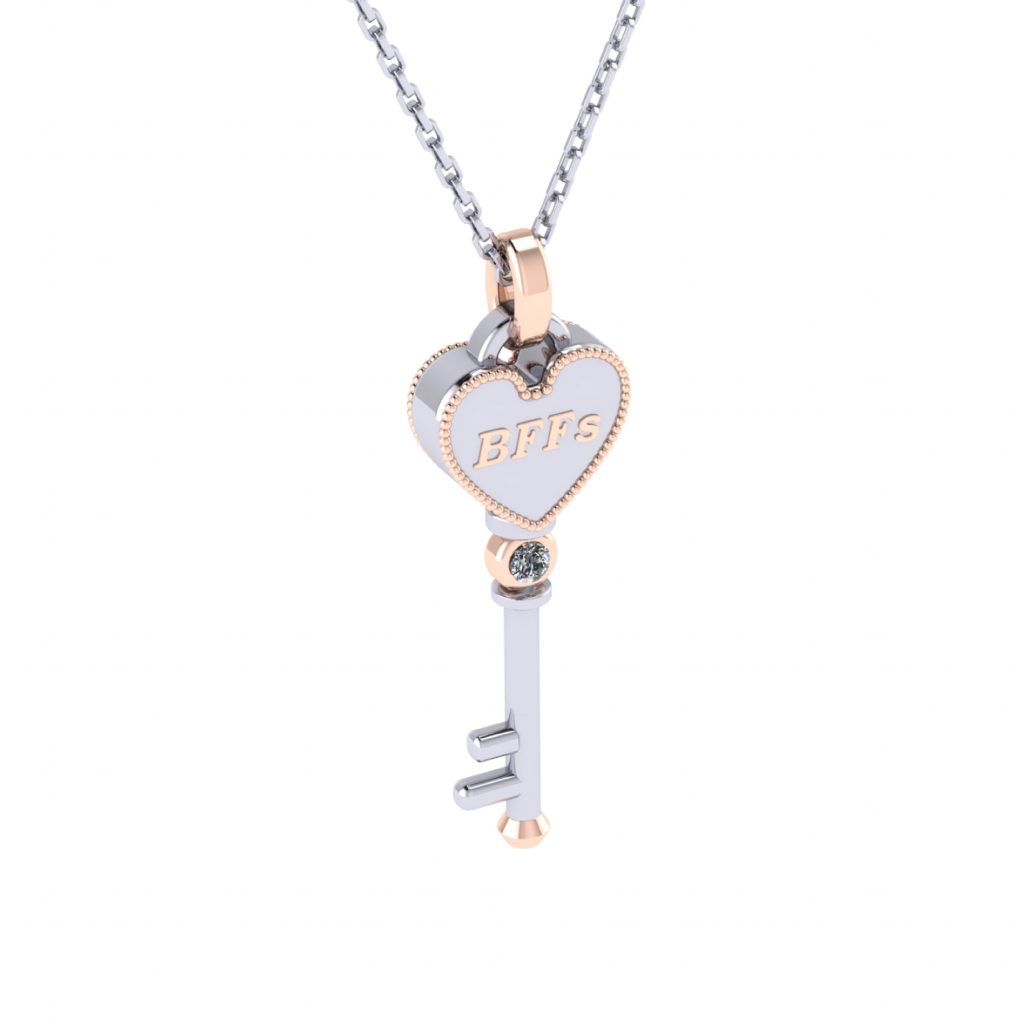 heart shape best friend key pendant necklace