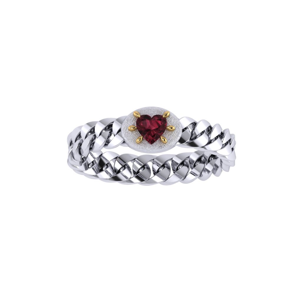 customised heart shape gemstone ring