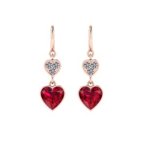 heart shape gemstone and diamond dangling earring