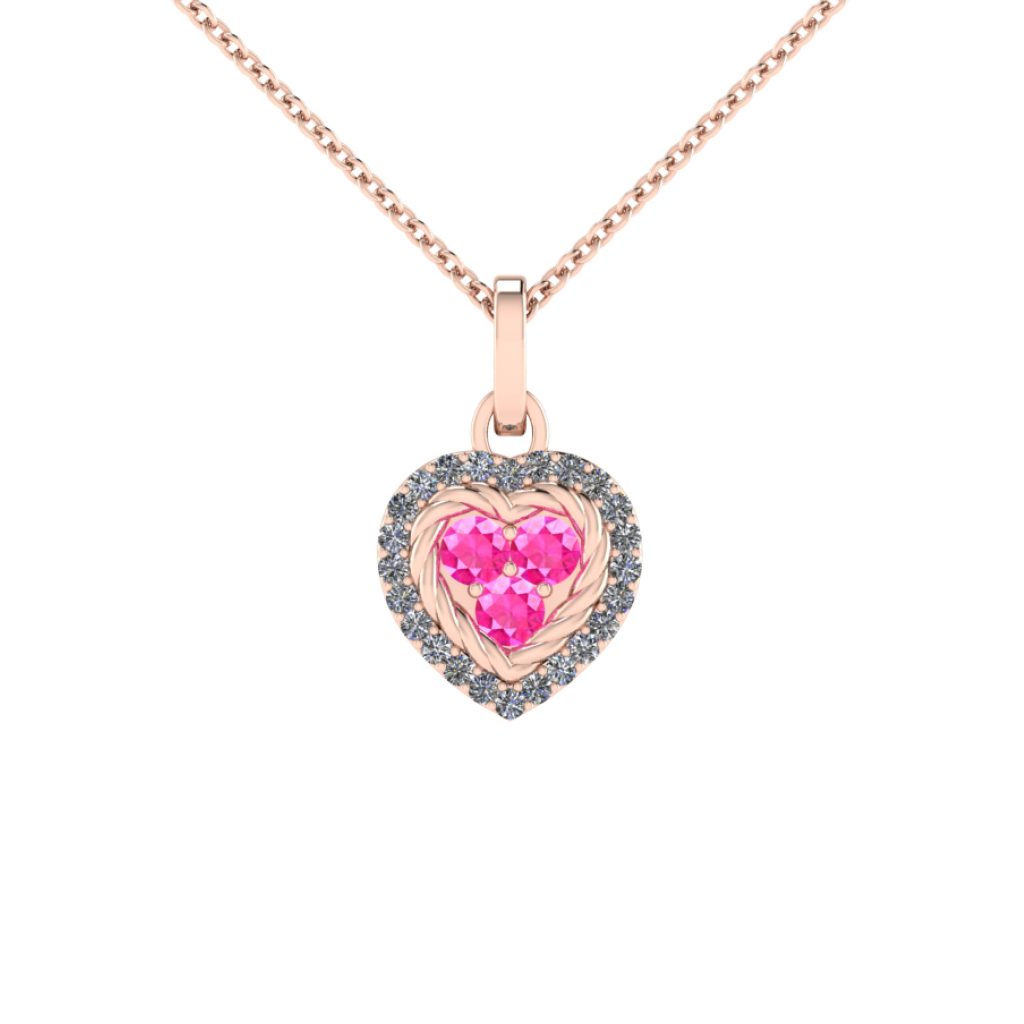 pink gemstone heart shape pendant necklace