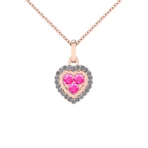 pink gemstone heart shape pendant necklace