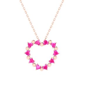 pink gemstone heart necklace