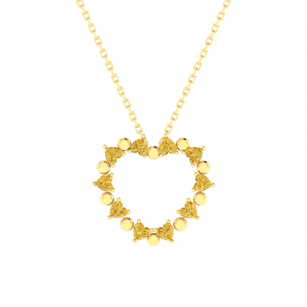 citrine heart gemstone necklace
