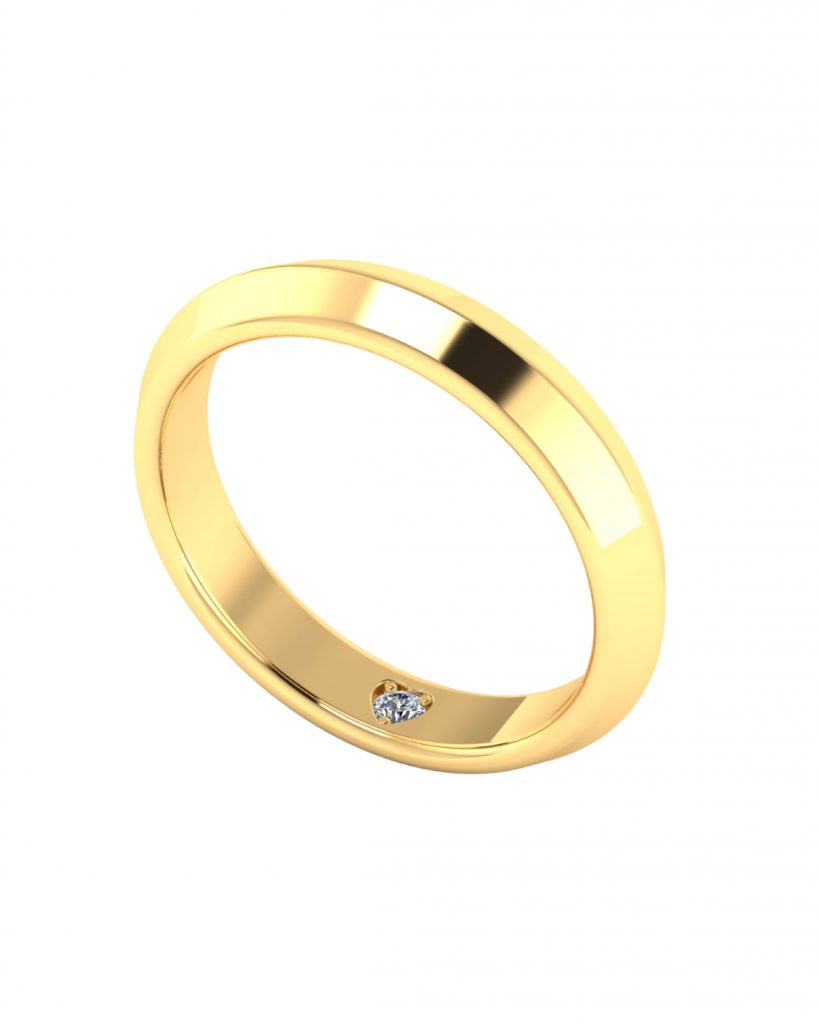 hidden diamond wedding band in 18K yellow gold