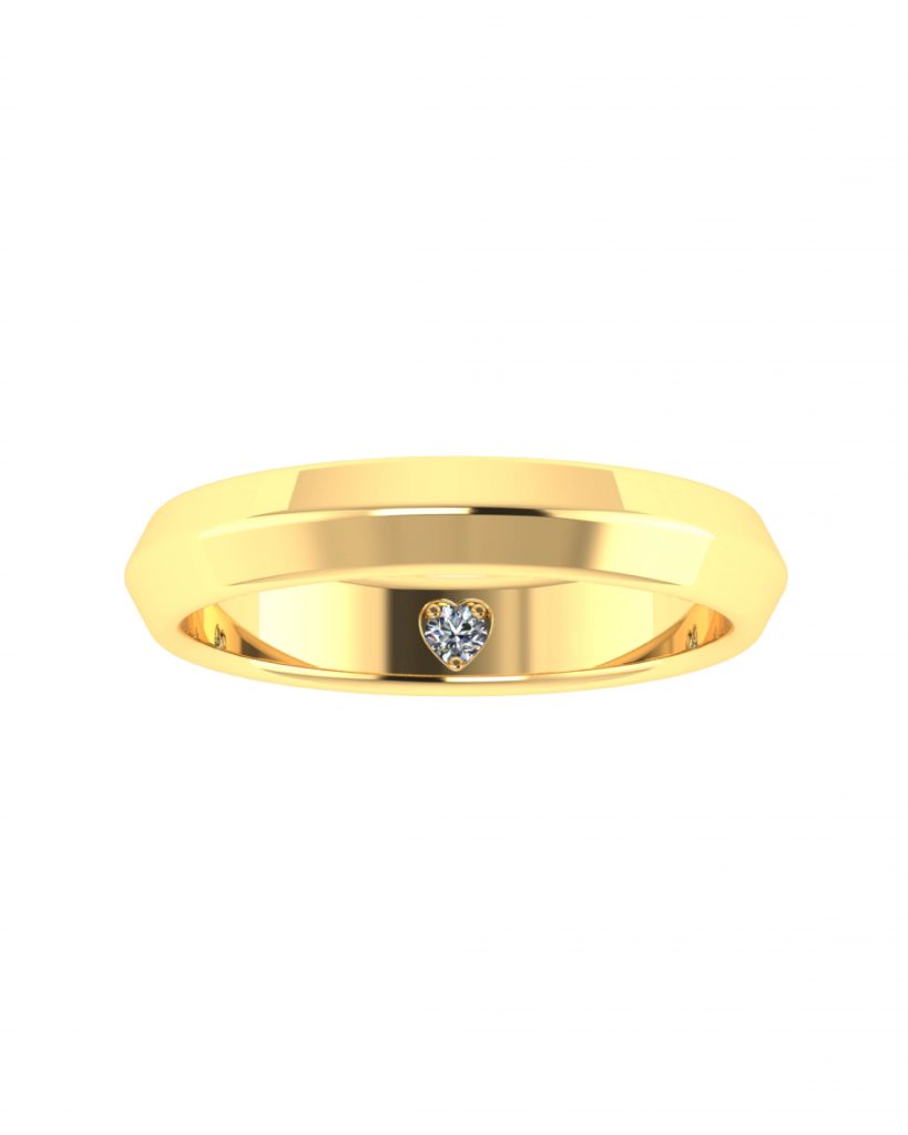 Hidden diamond wedding band in 18K yellow gold