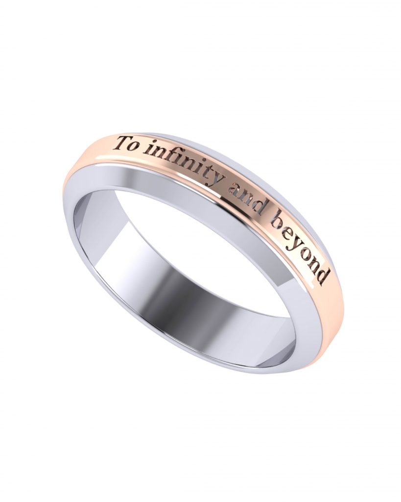 Message, Letter or Name Wedding Ring in 18K mix gold