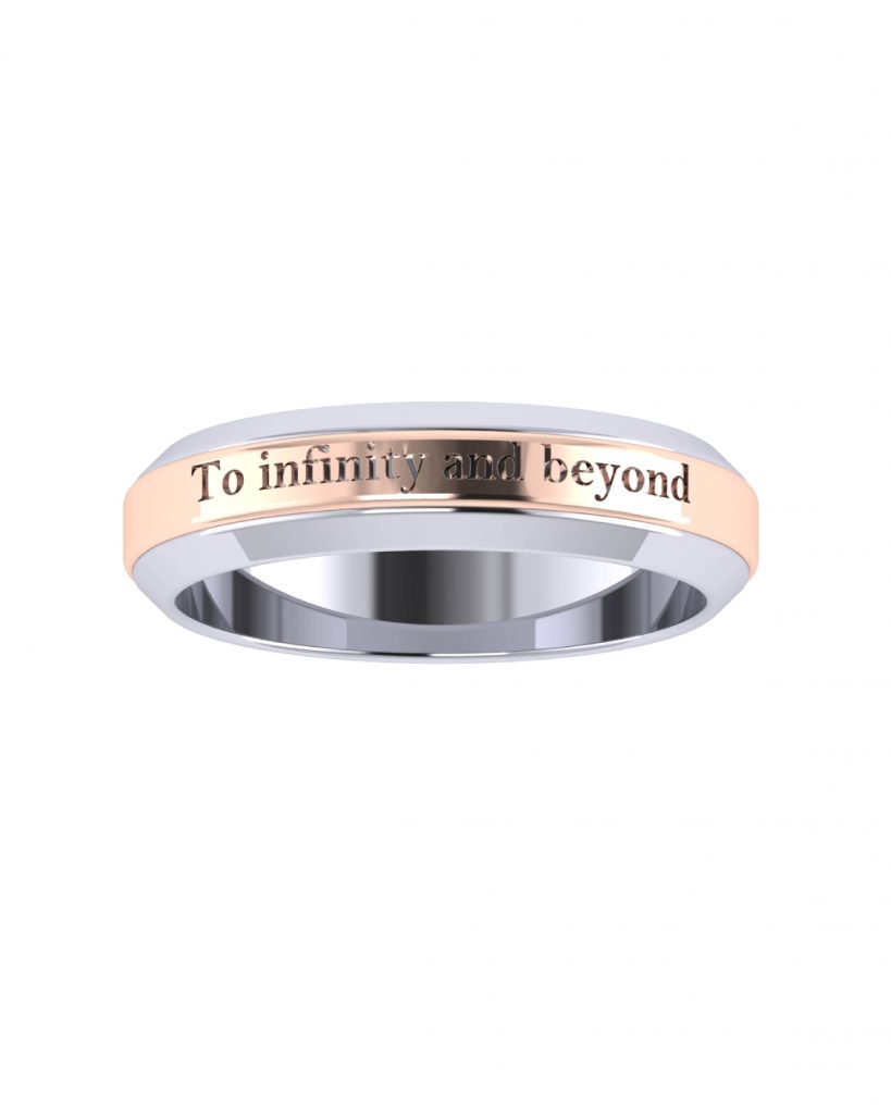 Message, Letter or Name Wedding Ring in 18K mix gold