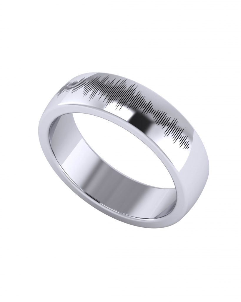 voice message wedding band in 18K white gold