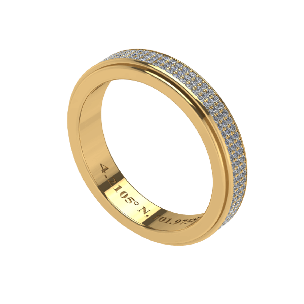 Engrave coordinates on 18K yellow gold wedding band