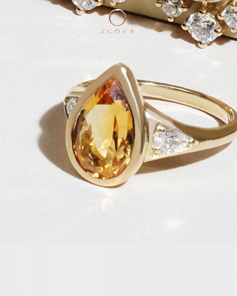 Citrine gemstone engagement ring