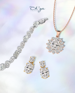 Ch'ya by ZCOVA lab grown diamond necklace, earring, tennis bracelet