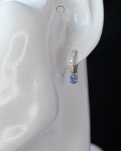 Cornflower Blue Gemstone Earring with diamonds