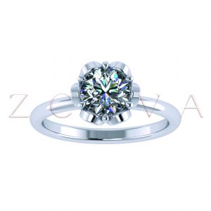 Crown Tulip Diamond Engagement Ring