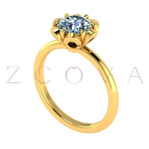 Crown Tulip Diamond Engagement Ring