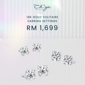 18K gold solitaire earring setting
