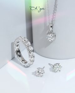 Ch'ya by ZCOVA Lab grown diamond ring, earring, necklace