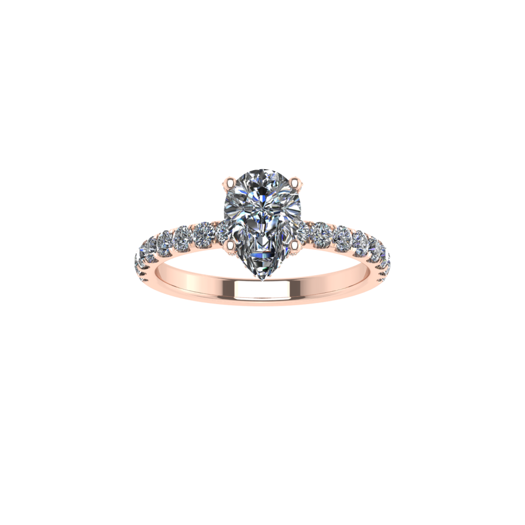 Pear shape Lab-grown diamond Micro Pave Engagement Ring
