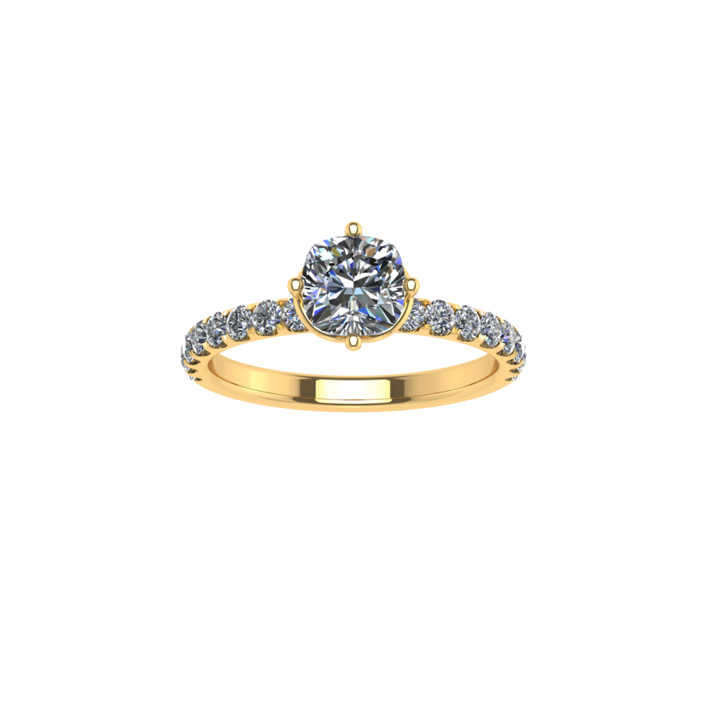 Cushion shaped Lab-grown Diamond Veronica Pave 4 Prong Engagement Ring