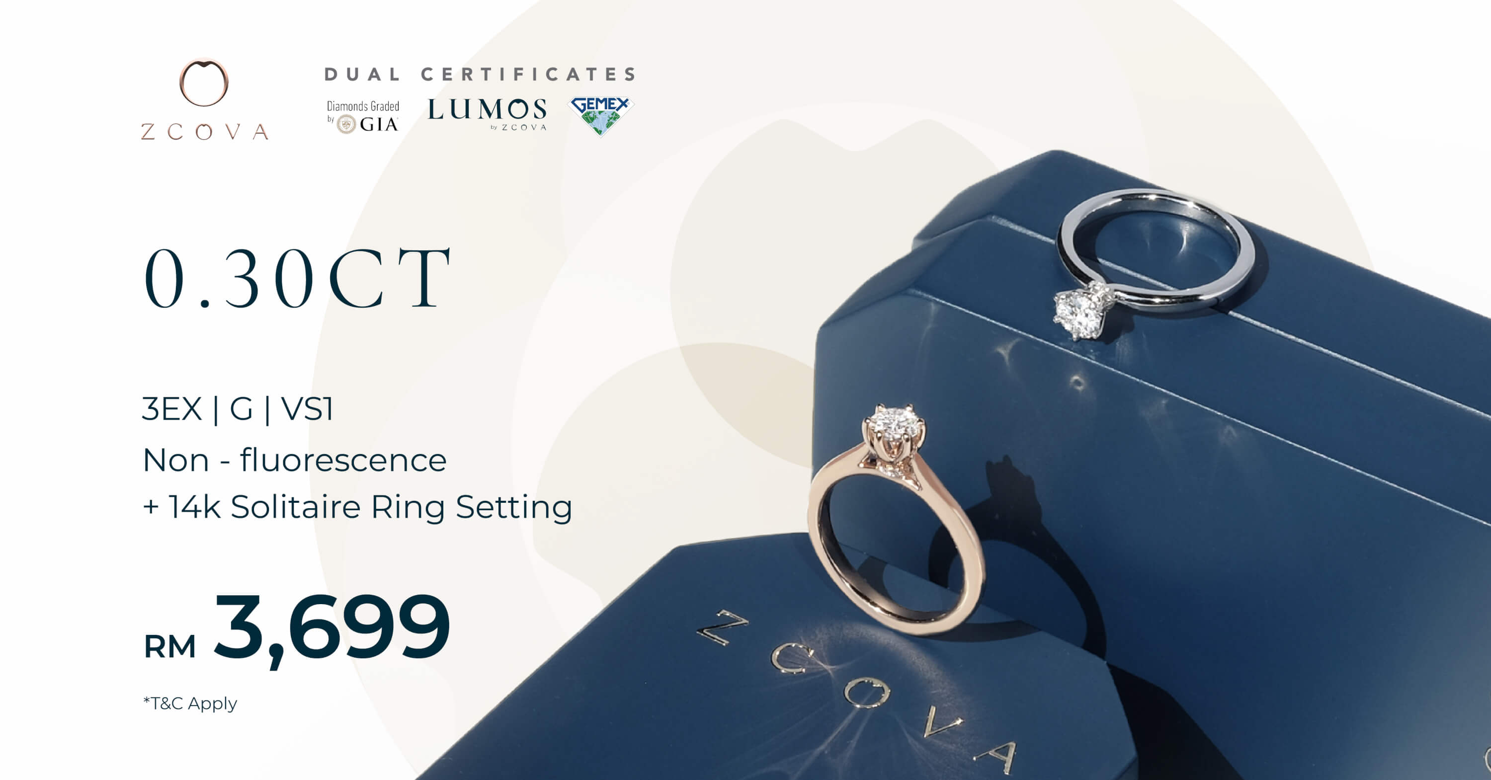 0.3CT Diamond Engagement Ring Promotion ZCOVA in Malaysia