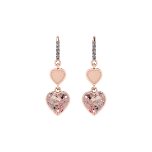 rose gold morganite heart and diamond earrings