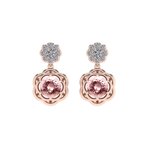 rose gold morganite flower and diamond earrings